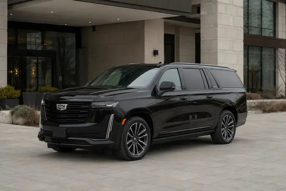 Black Cadillac Escalade ESV luxury vehicle