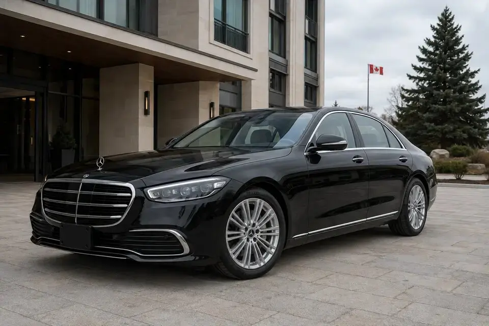 Black Mercedes-Benz S-Class first-class sedan